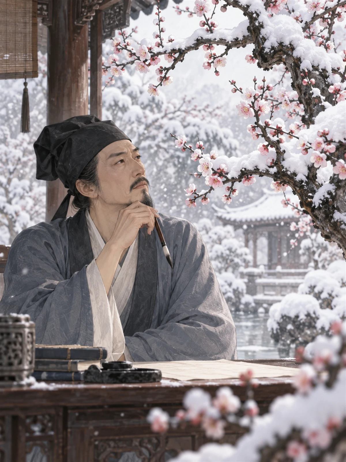 《雪梅》诗词漫画第2幅